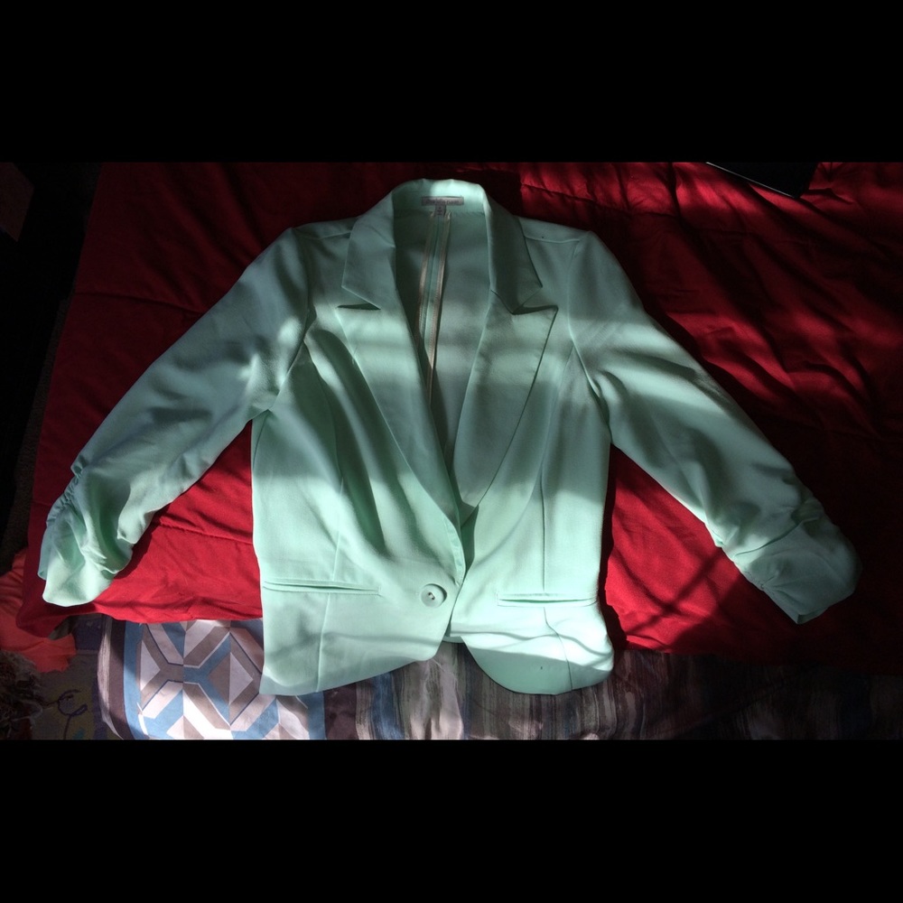 Teal dress jacket with button